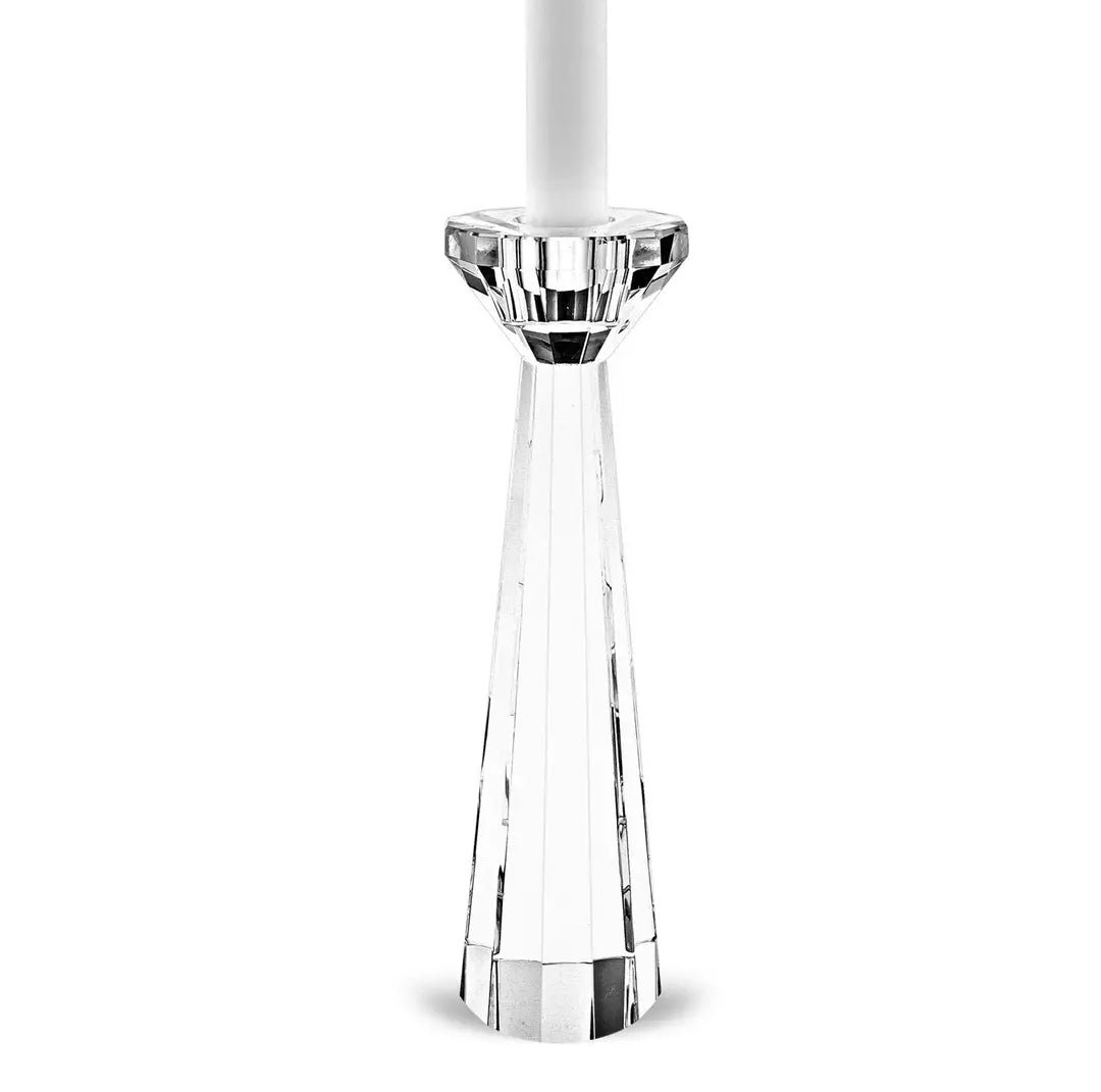 Park Avenue Pair of Faceted Crystal Candle Holders 8.5"