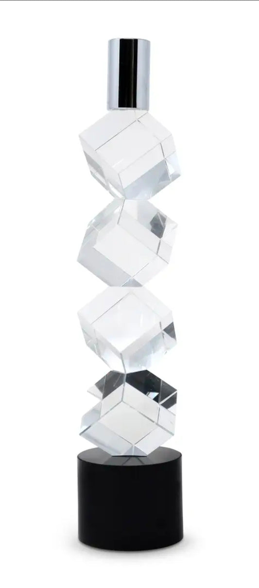 Crystal Candle Stick With Diagonal Design 11.25"