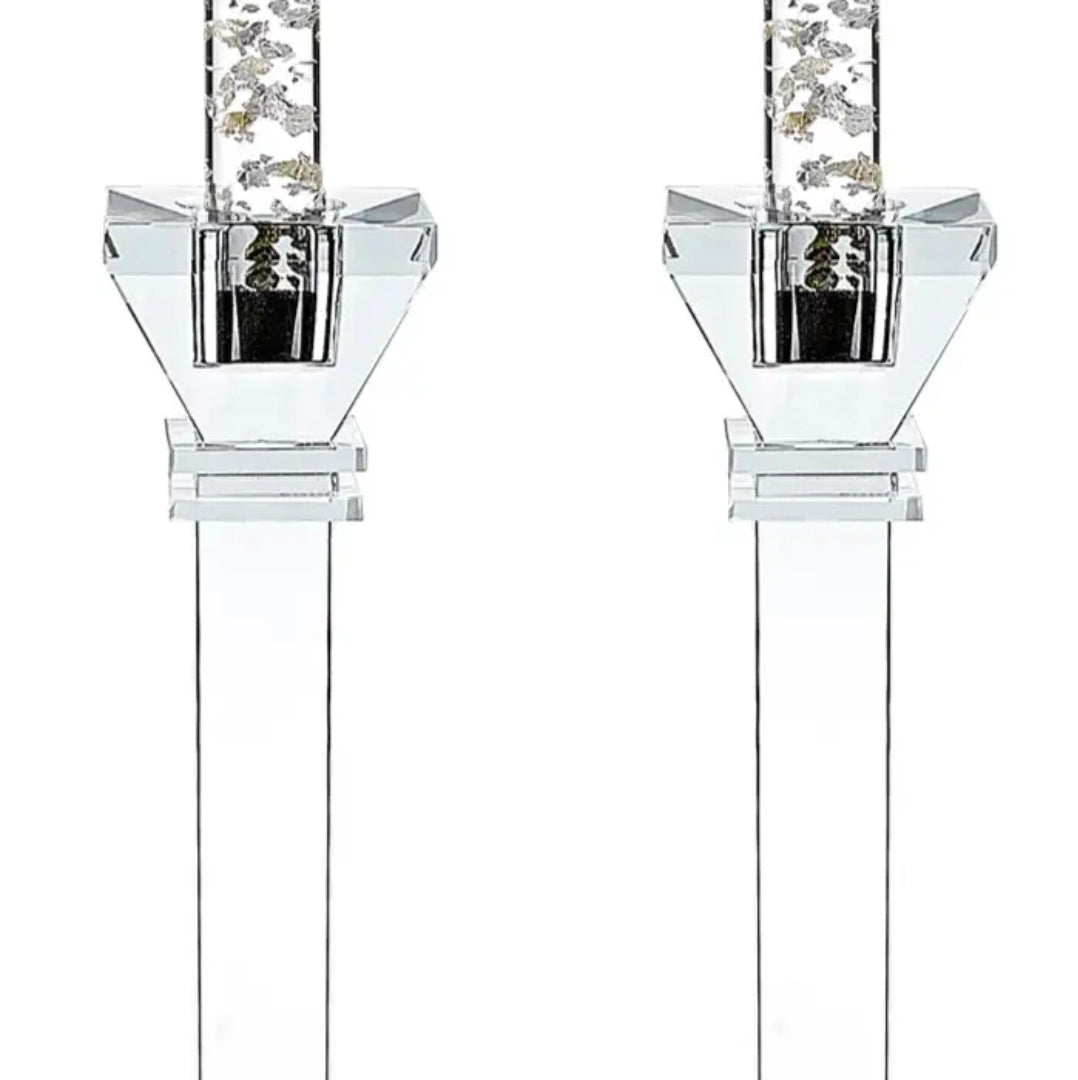 Charleston Square Pair 10" Classic Crystal Candle Holders