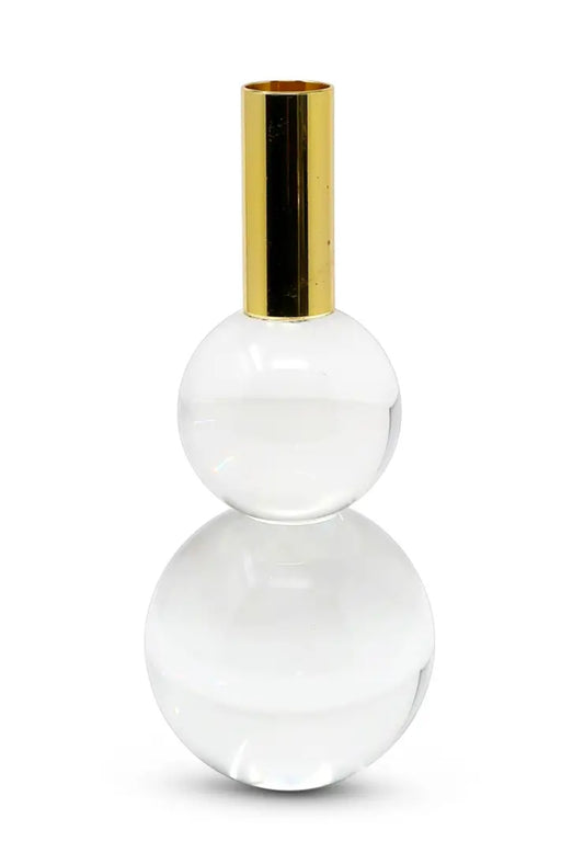 Set Of 2 Candle Sticks With Crystal Ball Shape and Gold Tip