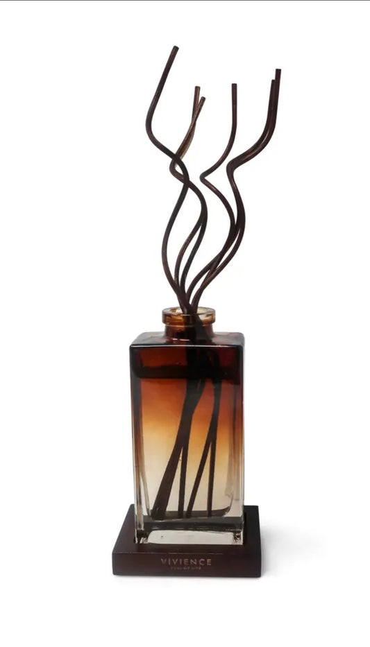 Reed Diffuser with Black Curvey Reeds and Wooden Tray