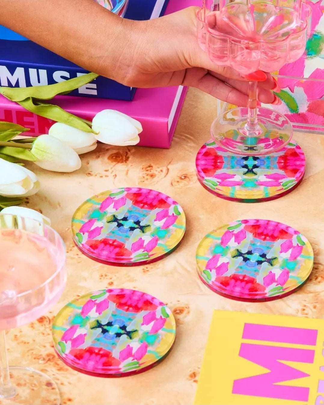 Pink Paradise Coaster set of 4 [TART BY TAYLOR]